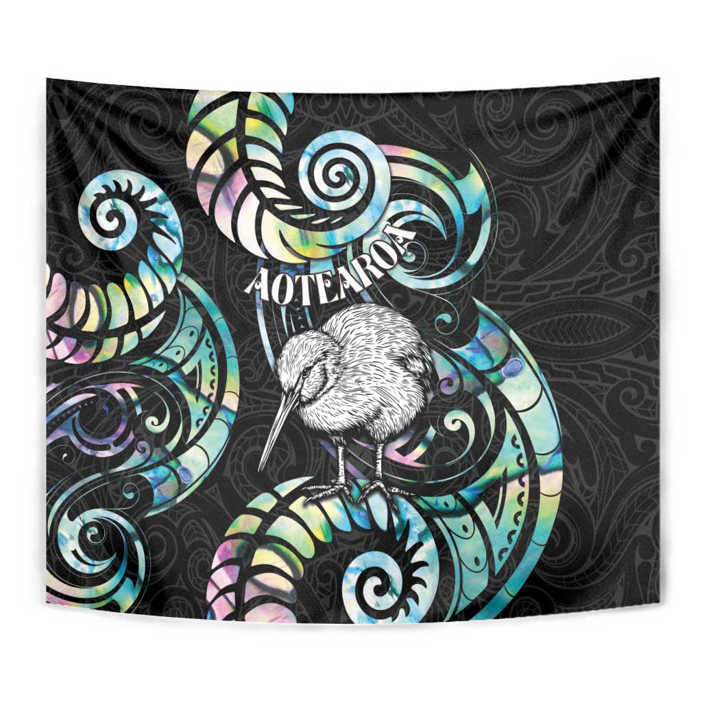 New Zealand Kiwi Bird Tapestry Silver Fern Koru Paua Shell DT04 - Polynesian Pride