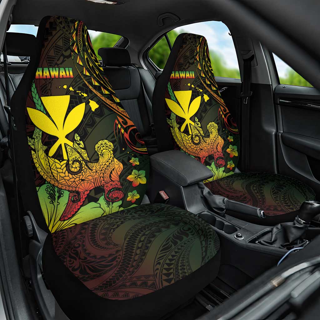 Hawaii Car Seat Cover Kanaka Maoli With Hammerhead Shark DT04 One Size Black - Polynesian Pride