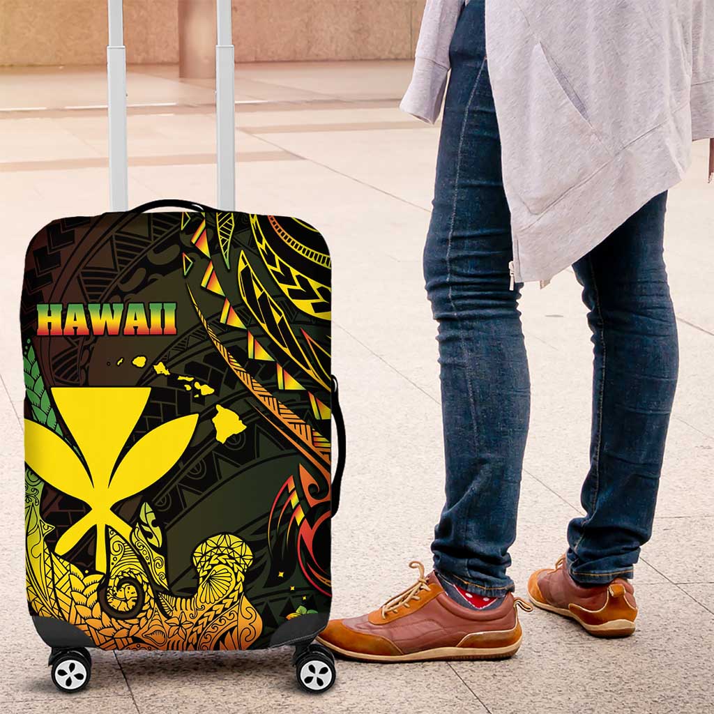 Hawaii Luggage Cover Kanaka Maoli With Hammerhead Shark