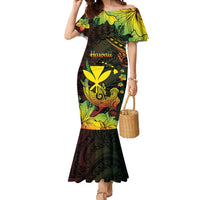 Personalised Hawaii Mermaid Dress Kanaka Maoli With Hammerhead Shark DT04 Women Black - Polynesian Pride