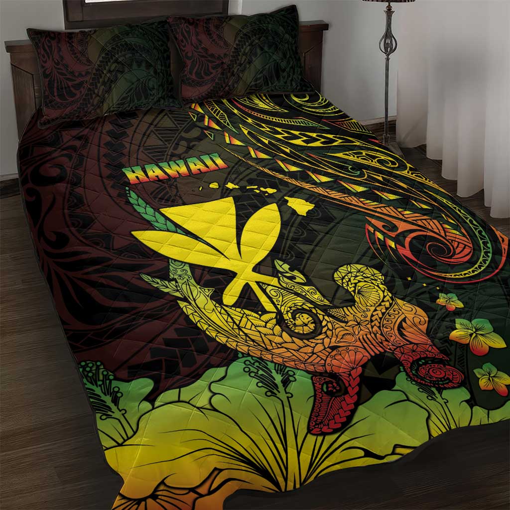 Hawaii Quilt Bed Set Kanaka Maoli With Hammerhead Shark