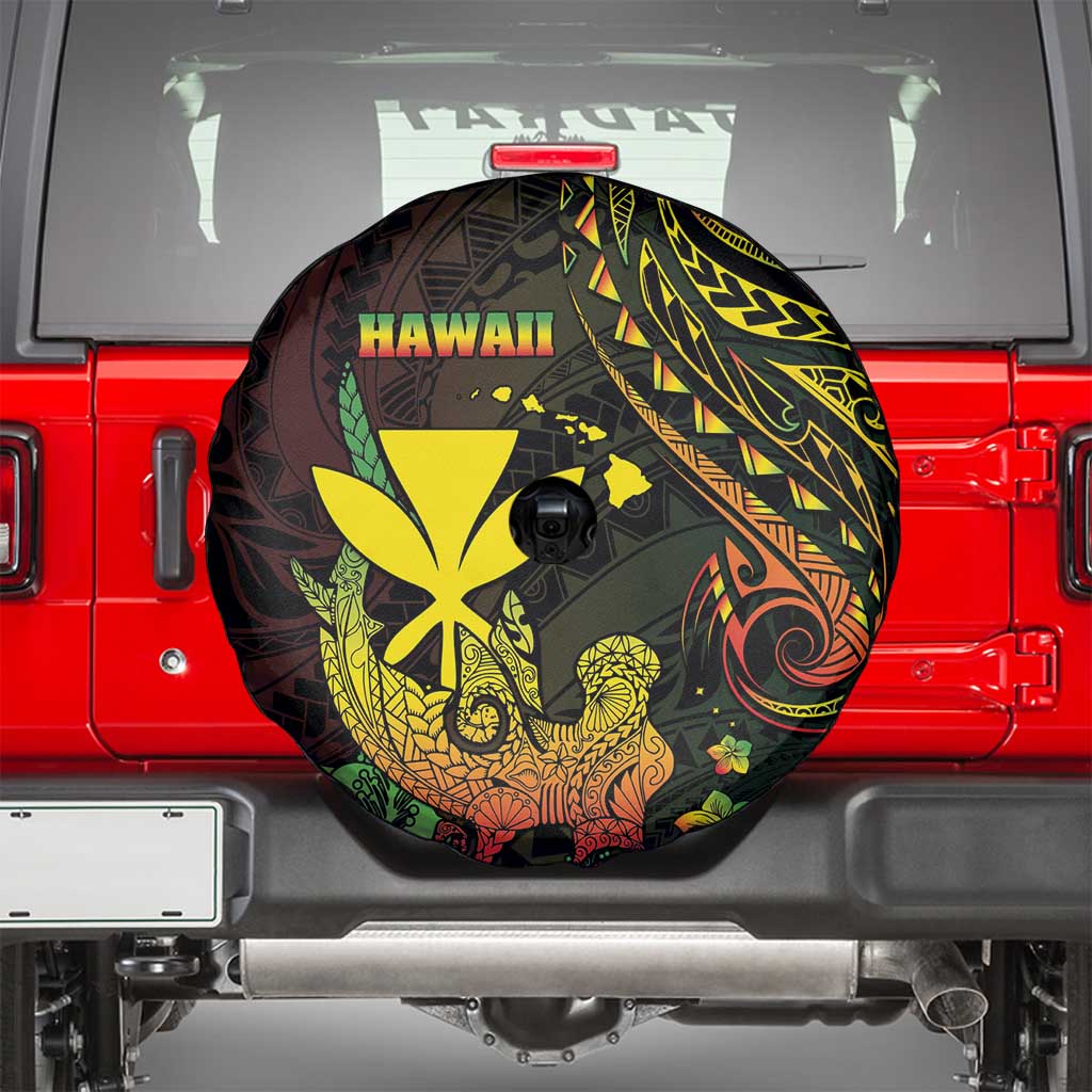 Hawaii Spare Tire Cover Kanaka Maoli With Hammerhead Shark DT04 - Polynesian Pride
