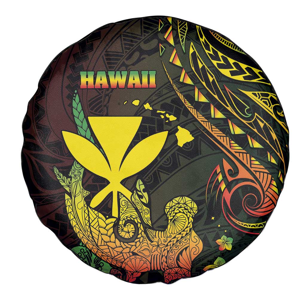 Hawaii Spare Tire Cover Kanaka Maoli With Hammerhead Shark DT04 - Polynesian Pride