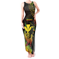 Personalised Hawaii Tank Maxi Dress Kanaka Maoli With Hammerhead Shark DT04 Women Black - Polynesian Pride