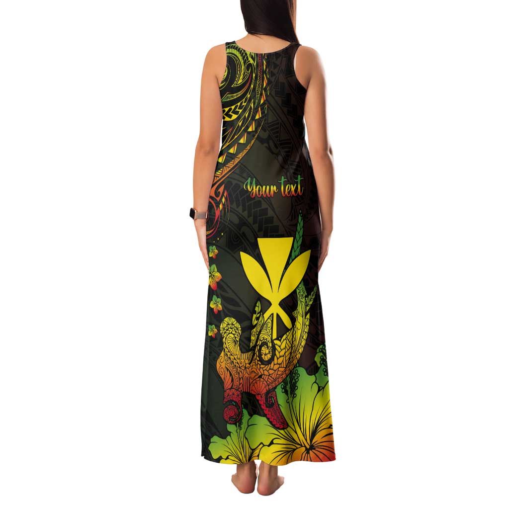 Personalised Hawaii Tank Maxi Dress Kanaka Maoli With Hammerhead Shark DT04 - Polynesian Pride