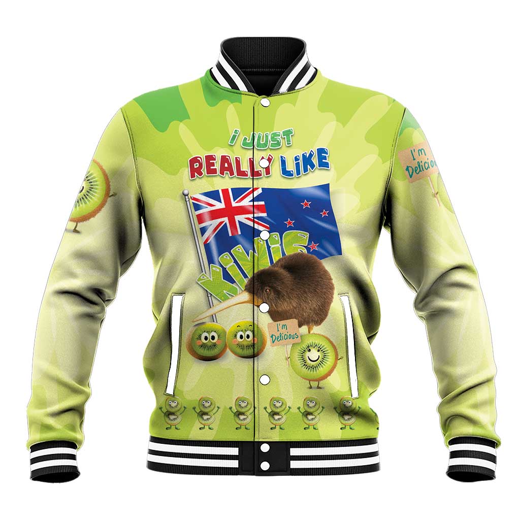 New Zealand Kiwi Baseball Jacket I Just Really Like Kiwis DT04 Unisex Green - Polynesian Pride