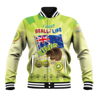 New Zealand Kiwi Baseball Jacket I Just Really Like Kiwis DT04 Unisex Green - Polynesian Pride