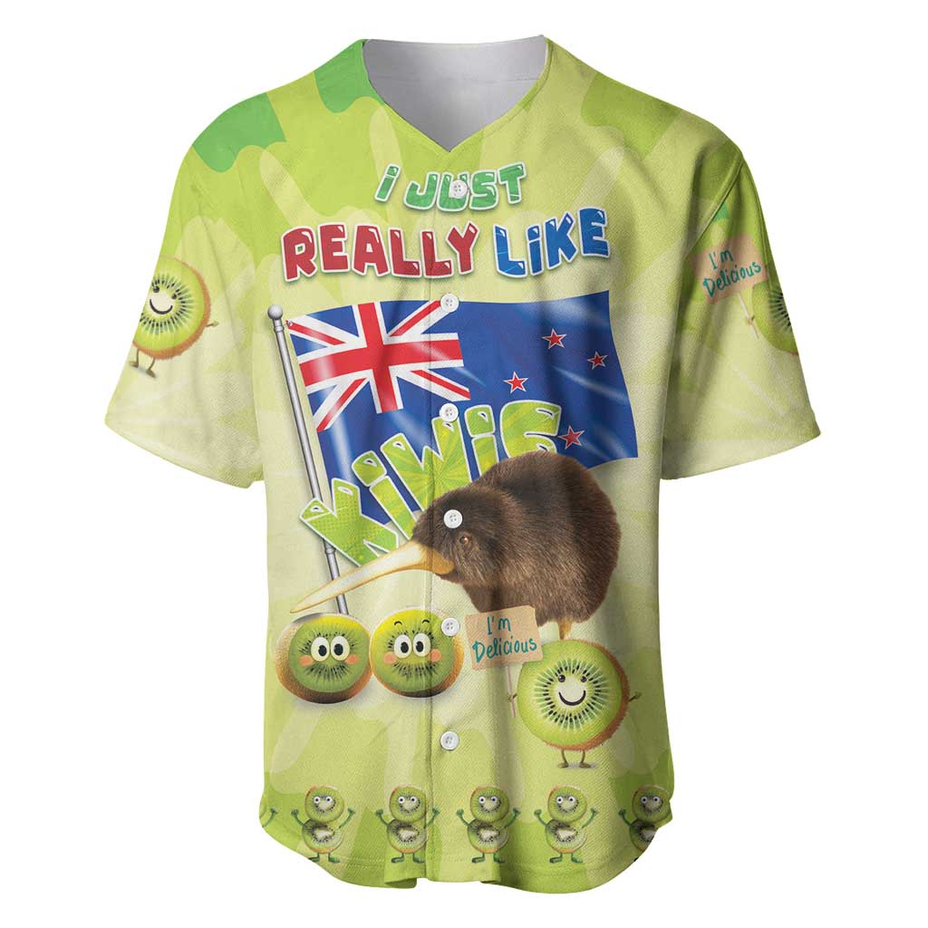 New Zealand Kiwi Baseball Jersey I Just Really Like Kiwis DT04 Green - Polynesian Pride