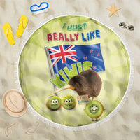 New Zealand Kiwi Beach Blanket I Just Really Like Kiwis DT04 One Size 150cm Green - Polynesian Pride