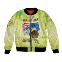New Zealand Kiwi Bomber Jacket I Just Really Like Kiwis DT04 Unisex Green - Polynesian Pride