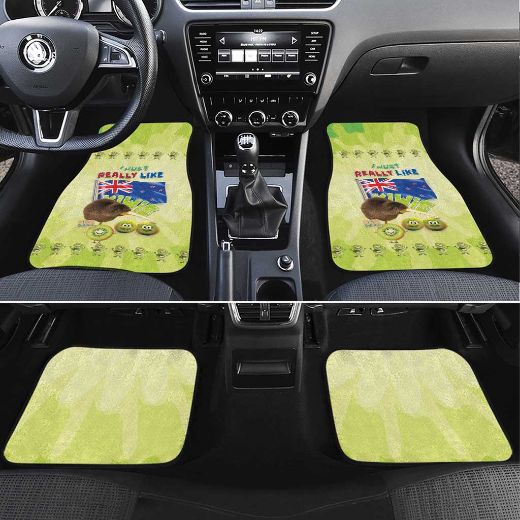 New Zealand Kiwi Car Mats I Just Really Like Kiwis DT04 Set 4pcs Green - Polynesian Pride