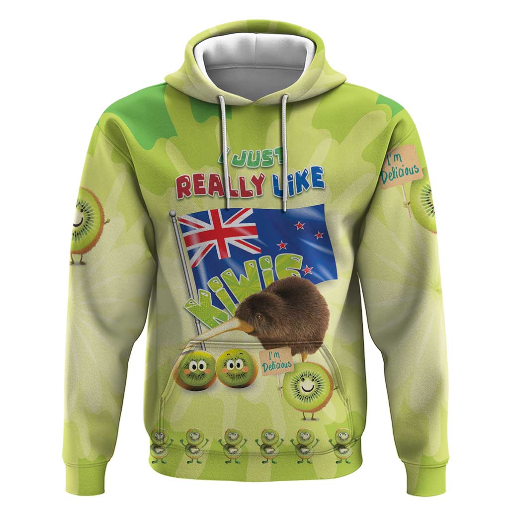 New Zealand Kiwi Hoodie I Just Really Like Kiwis DT04 Pullover Hoodie Green - Polynesian Pride