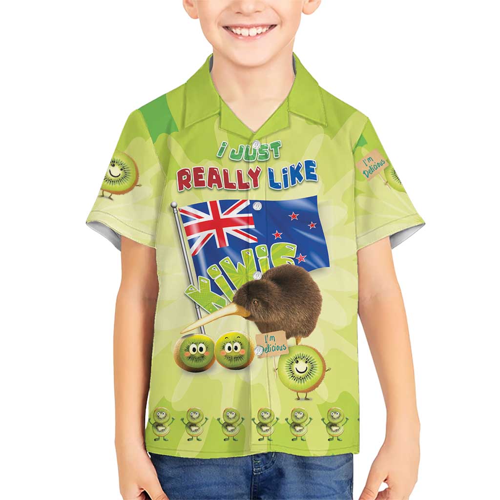 New Zealand Kiwi Kid Hawaiian Shirt I Just Really Like Kiwis DT04 Kid Green - Polynesian Pride