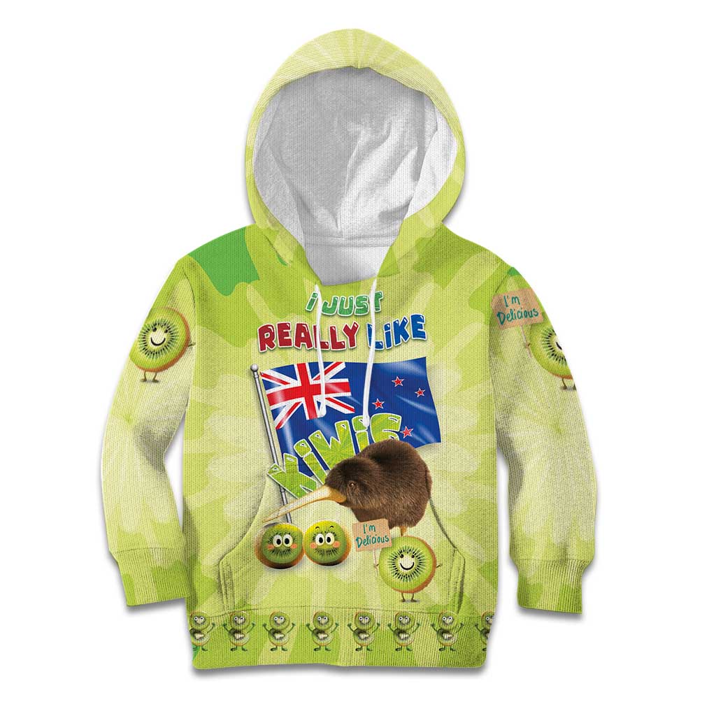 New Zealand Kiwi Kid Hoodie I Just Really Like Kiwis DT04 Hoodie Green - Polynesian Pride
