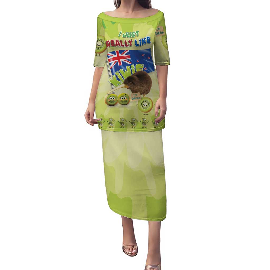 New Zealand Kiwi Puletasi I Just Really Like Kiwis DT04 Long Dress Green - Polynesian Pride