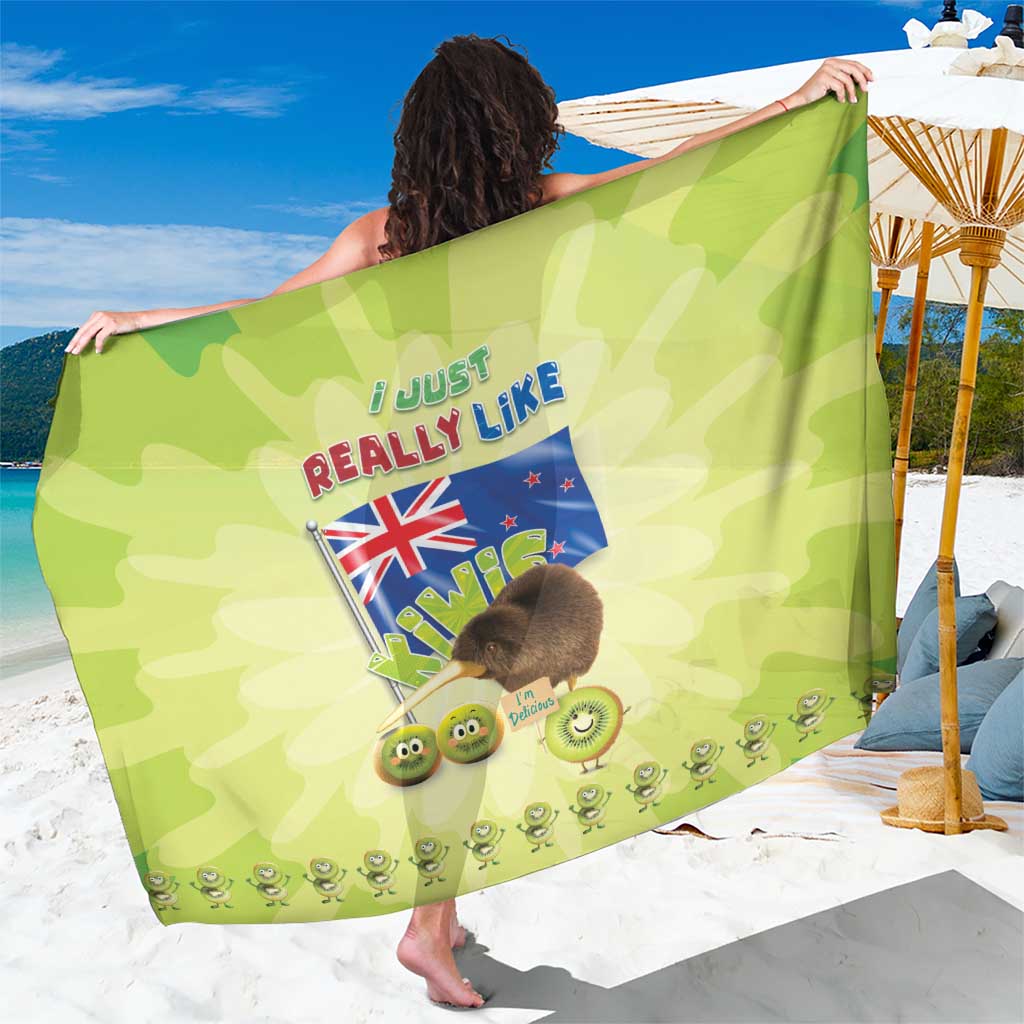 New Zealand Kiwi Sarong I Just Really Like Kiwis DT04 One Size 44 x 66 inches Green - Polynesian Pride