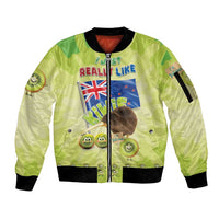 New Zealand Kiwi Sleeve Zip Bomber Jacket I Just Really Like Kiwis DT04 Unisex Green - Polynesian Pride