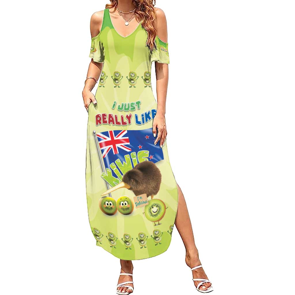 New Zealand Kiwi Summer Maxi Dress I Just Really Like Kiwis DT04 Women Green - Polynesian Pride