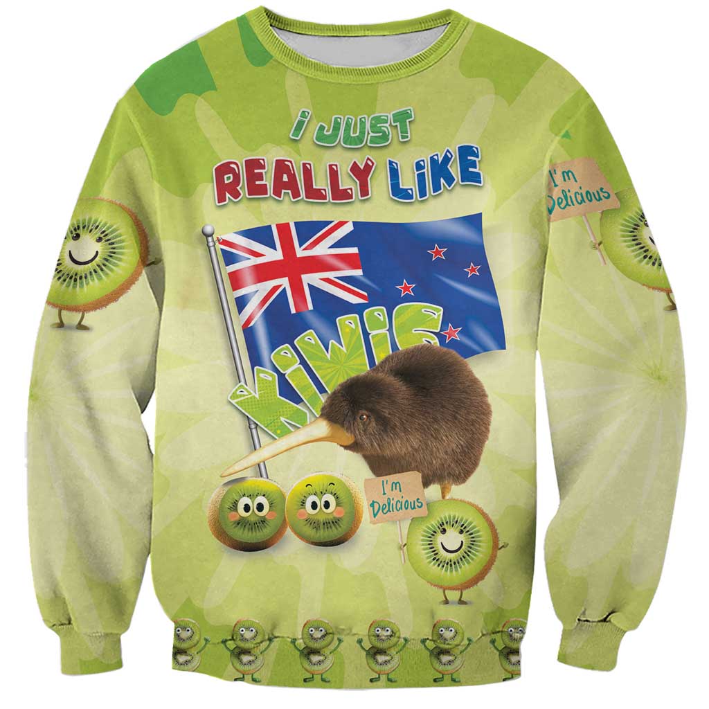New Zealand Kiwi Sweatshirt I Just Really Like Kiwis DT04 Unisex Green - Polynesian Pride