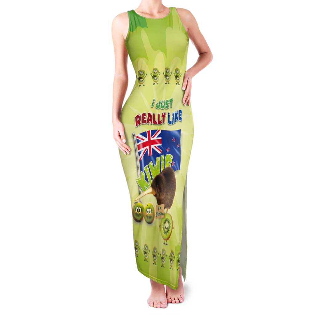 New Zealand Kiwi Tank Maxi Dress I Just Really Like Kiwis DT04 Women Green - Polynesian Pride