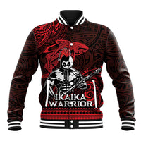 Hawaii Ikaika Warrior Baseball Jacket Hawaiian Tribal Tattoo DT04 Unisex Red - Polynesian Pride