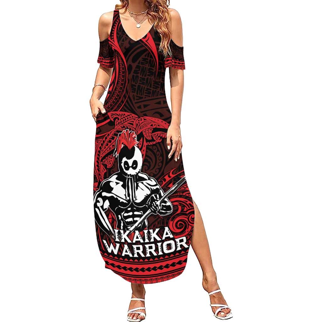 Hawaii Ikaika Warrior Summer Maxi Dress Hawaiian Tribal Tattoo DT04 Women Red - Polynesian Pride