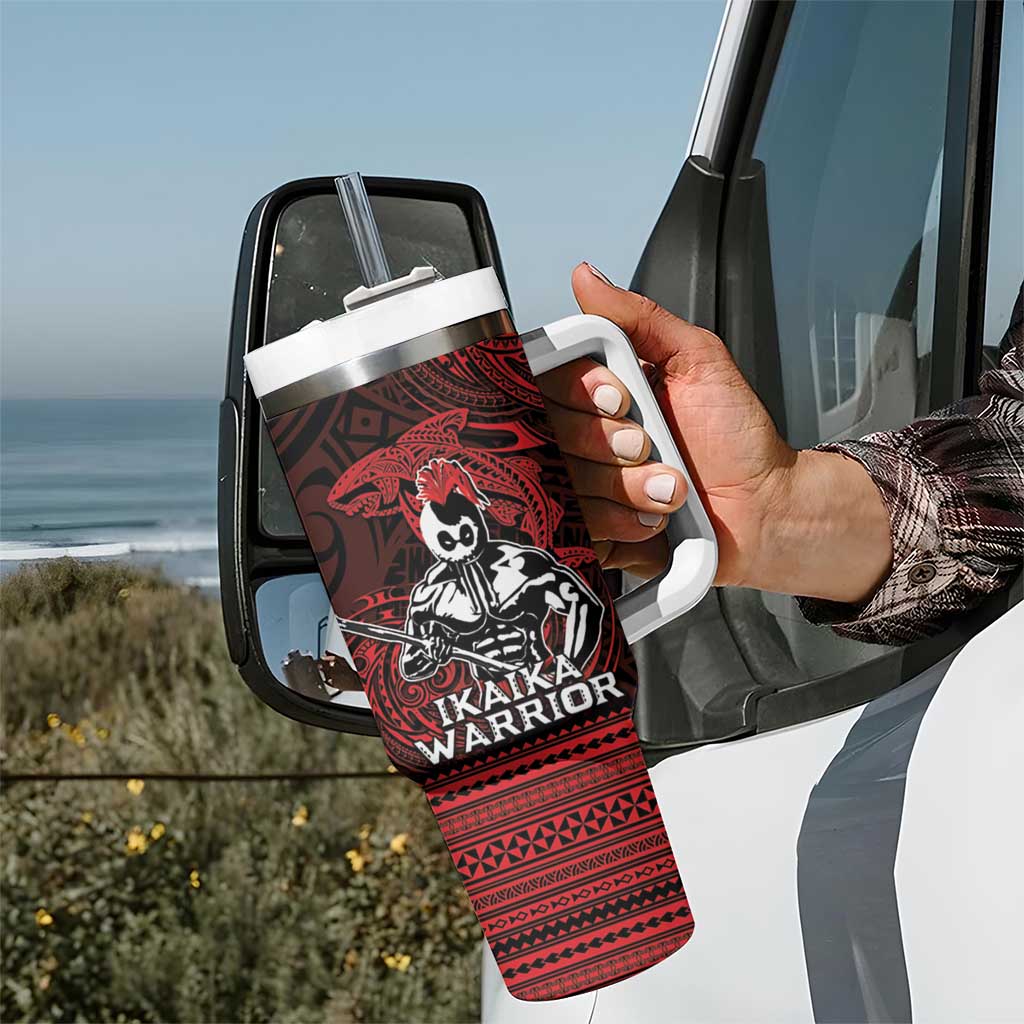 Hawaii Ikaika Warrior Tumbler With Handle Hawaiian Tribal Tattoo DT04 - Polynesian Pride
