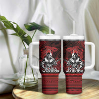 Hawaii Ikaika Warrior Tumbler With Handle Hawaiian Tribal Tattoo DT04 - Polynesian Pride