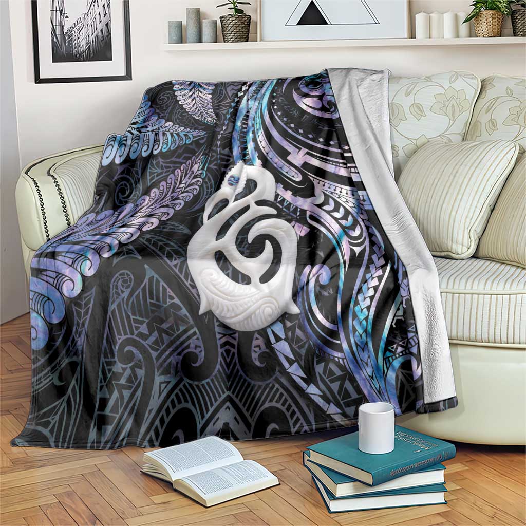 New Zealand Aotearoa Blanket Maori Hei Manaia Purple Paua Shell DT04 Purple - Polynesian Pride