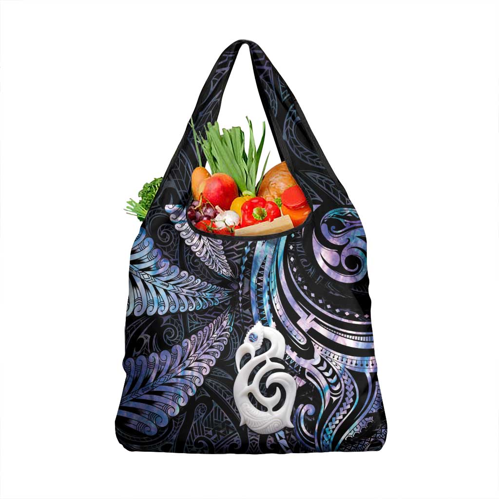 New Zealand Aotearoa Grocery Bag Maori Hei Manaia Purple Paua Shell DT04 1-pack One Size Purple - Polynesian Pride