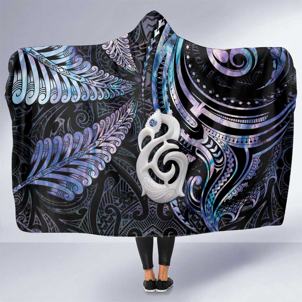 New Zealand Aotearoa Hooded Blanket Maori Hei Manaia Purple Paua Shell DT04 One Size Purple - Polynesian Pride