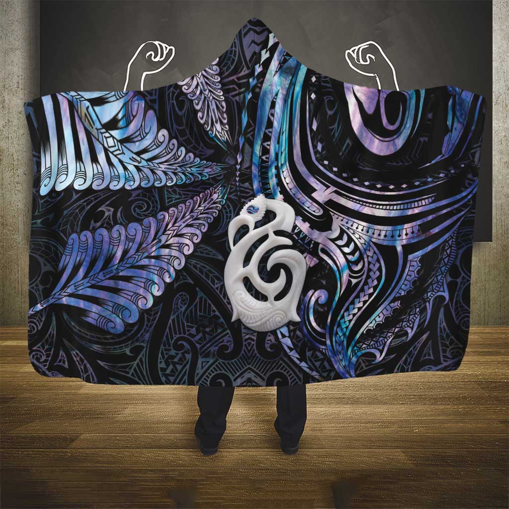 New Zealand Aotearoa Hooded Blanket Maori Hei Manaia Purple Paua Shell DT04 - Polynesian Pride