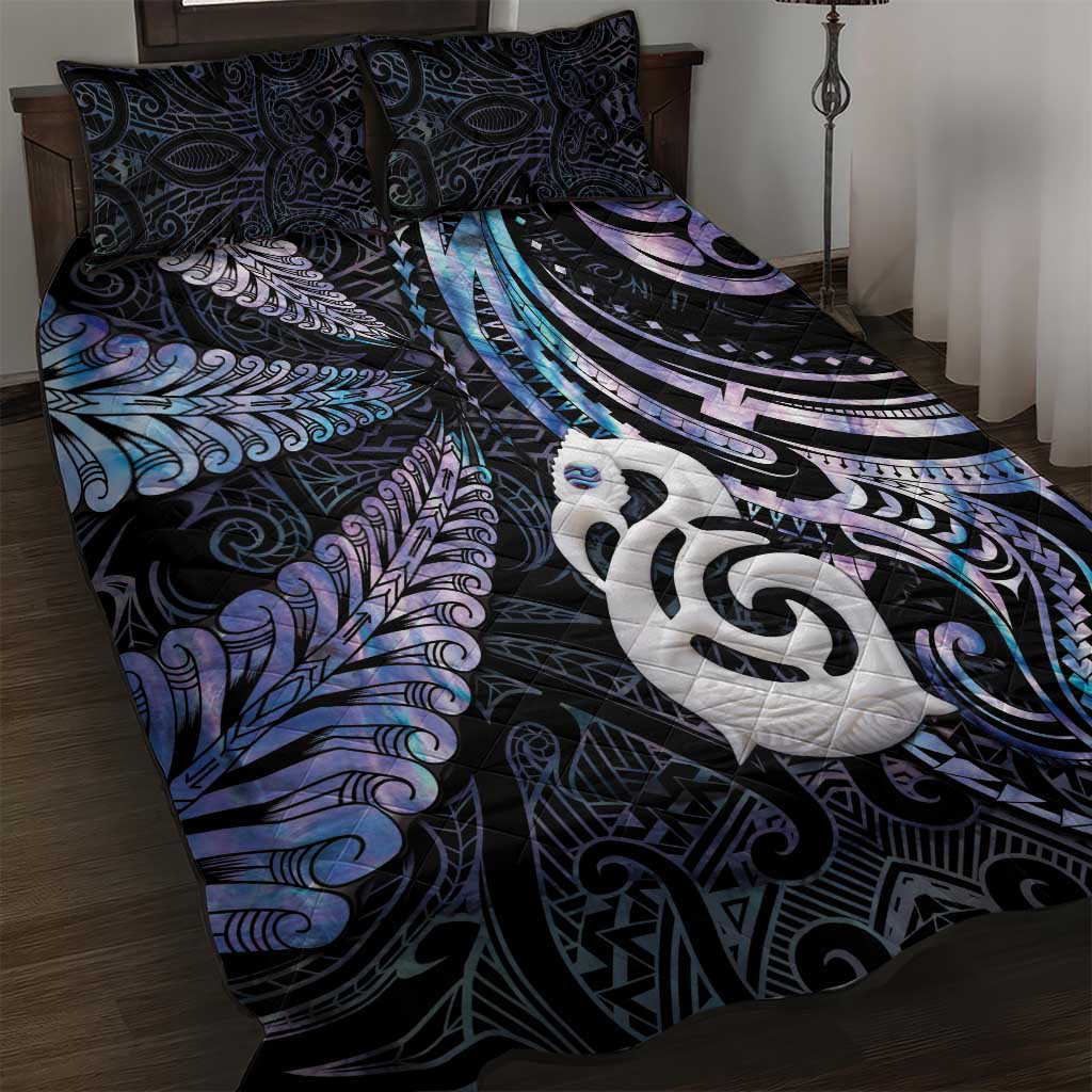 New Zealand Aotearoa Quilt Bed Set Maori Hei Manaia Purple Paua Shell DT04 Purple - Polynesian Pride