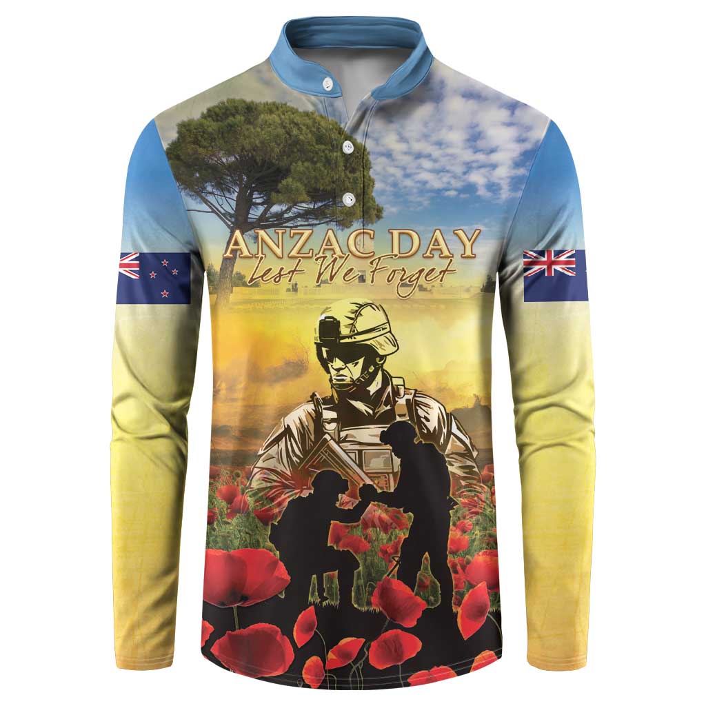 New Zealand ANZAC Day Button Sweatshirt The Ode Remembrance And Poppy DT04 Yellow - Polynesian Pride