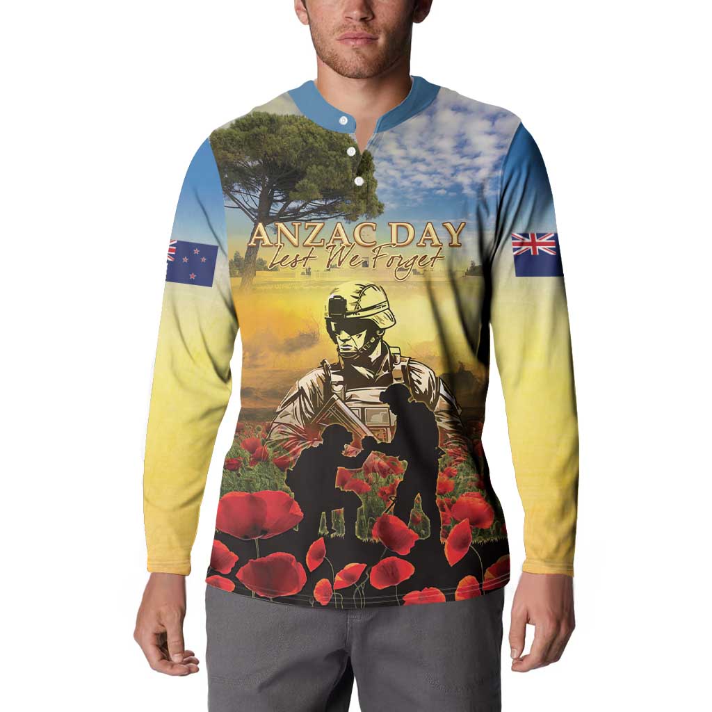 New Zealand ANZAC Day Button Sweatshirt The Ode Remembrance And Poppy DT04 - Polynesian Pride