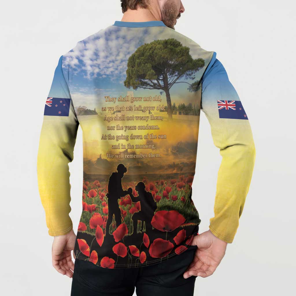 New Zealand ANZAC Day Button Sweatshirt The Ode Remembrance And Poppy DT04 - Polynesian Pride