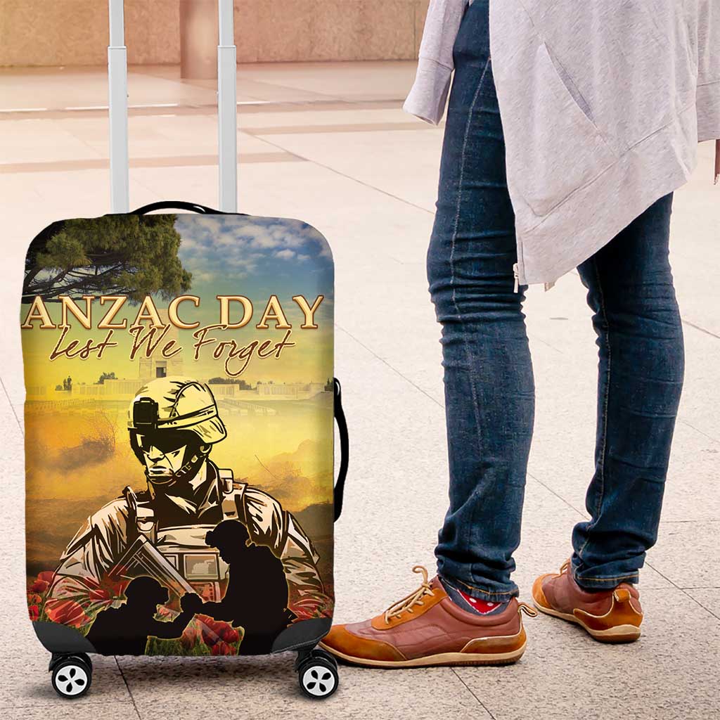 New Zealand ANZAC Day Luggage Cover The Ode Remembrance And Poppy DT04 Yellow - Polynesian Pride