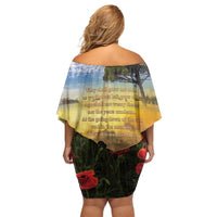 New Zealand ANZAC Day Off Shoulder Short Dress The Ode Remembrance And Poppy DT04 - Polynesian Pride