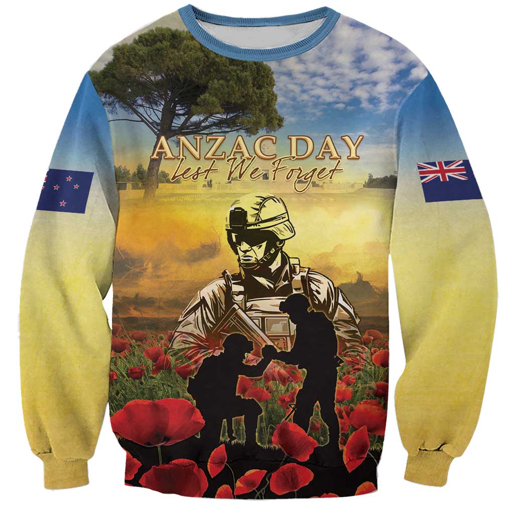 New Zealand ANZAC Day Sweatshirt The Ode Remembrance And Poppy DT04 Unisex Yellow - Polynesian Pride