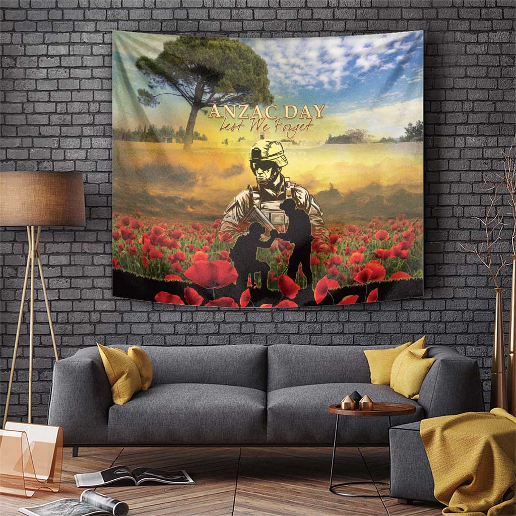 New Zealand ANZAC Day Tapestry The Ode Remembrance And Poppy DT04 Yellow - Polynesian Pride