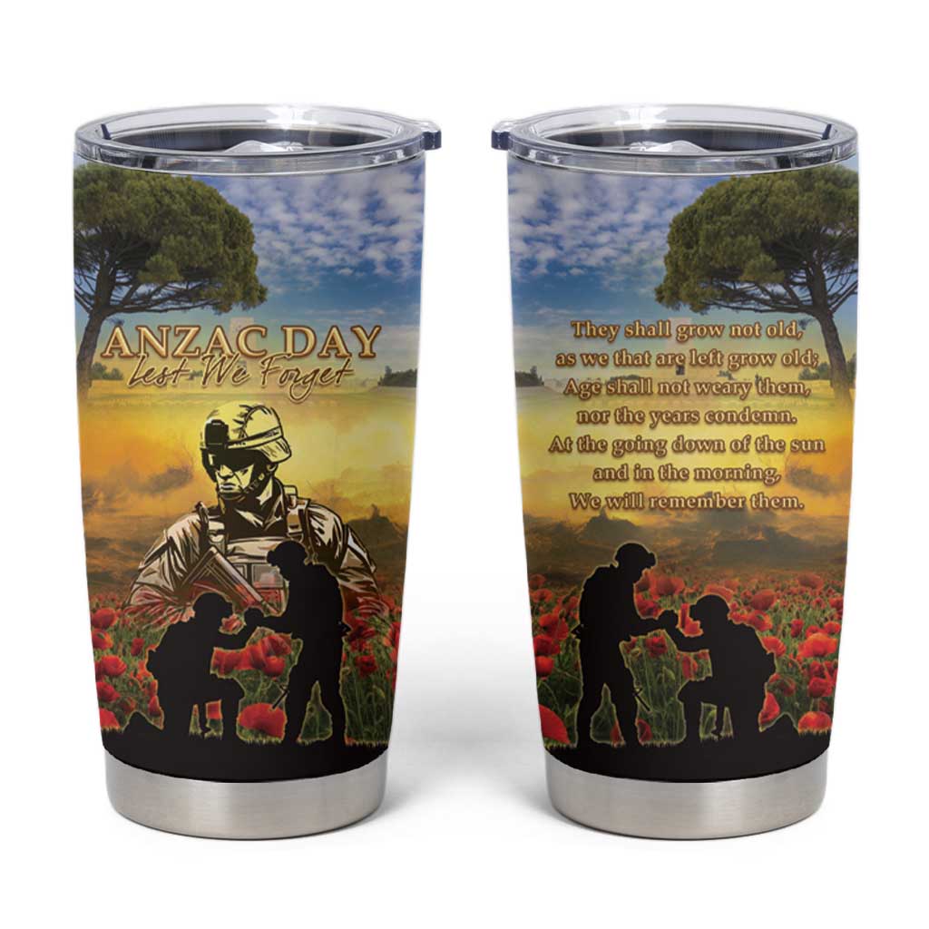 New Zealand ANZAC Day Tumbler Cup The Ode Remembrance And Poppy DT04 Yellow - Polynesian Pride