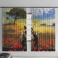 New Zealand ANZAC Day Window Curtain The Ode Remembrance And Poppy DT04 With Hooks Yellow - Polynesian Pride