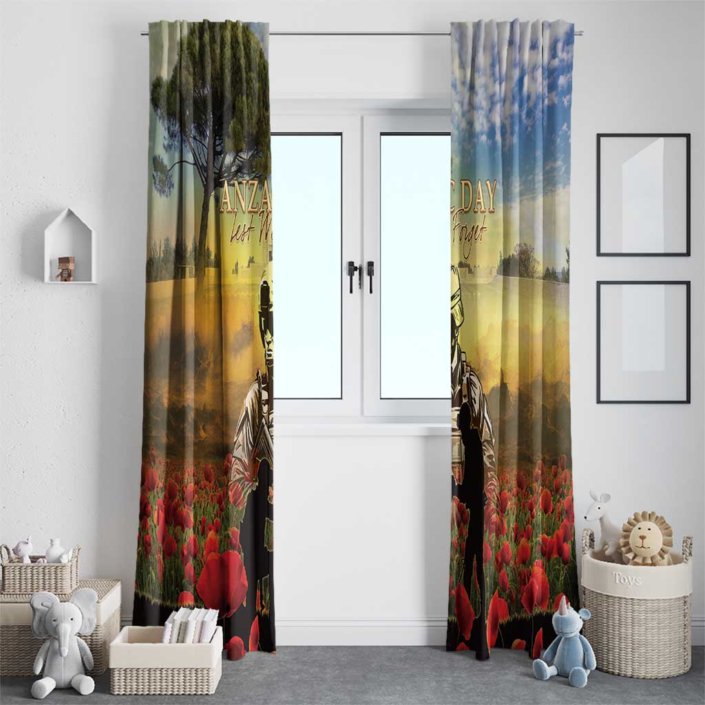 New Zealand ANZAC Day Window Curtain The Ode Remembrance And Poppy DT04 - Polynesian Pride