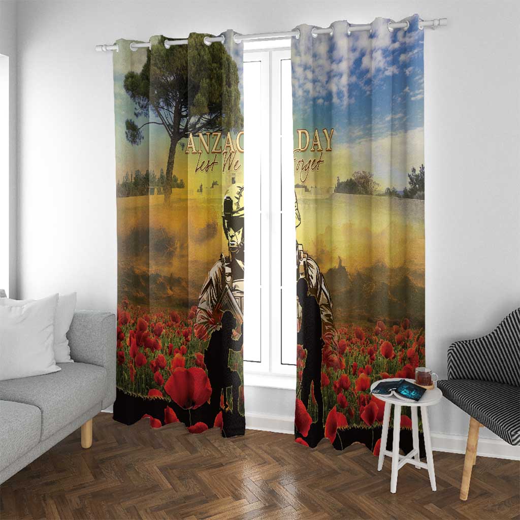 New Zealand ANZAC Day Window Curtain The Ode Remembrance And Poppy DT04 With Grommets Yellow - Polynesian Pride