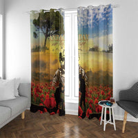 New Zealand ANZAC Day Window Curtain The Ode Remembrance And Poppy DT04 With Grommets Yellow - Polynesian Pride