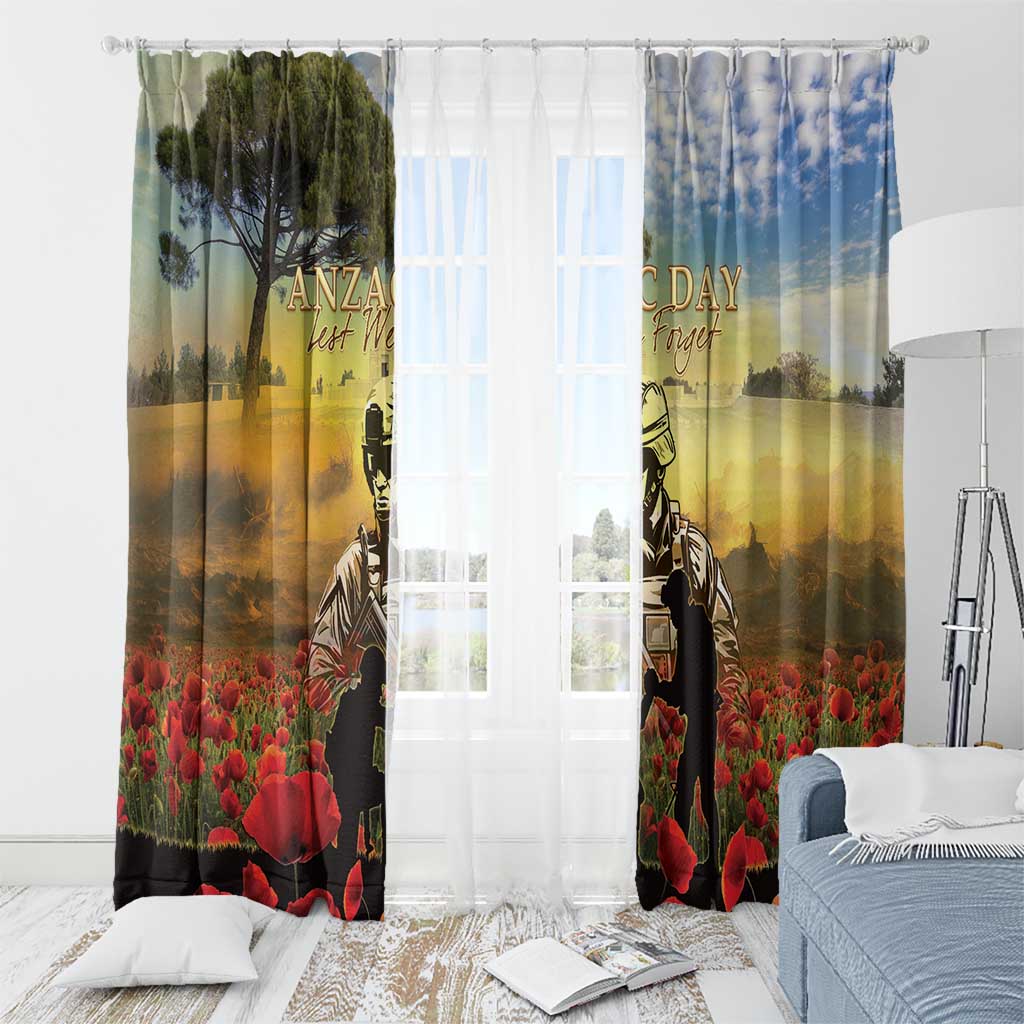 New Zealand ANZAC Day Window Curtain The Ode Remembrance And Poppy DT04 - Polynesian Pride