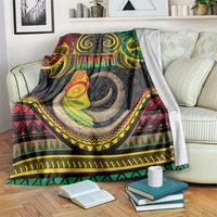 Vanuatu Language Week Blanket Boar Tusk Warrior Tribal Floral Pattern DT05 Black - Polynesian Pride