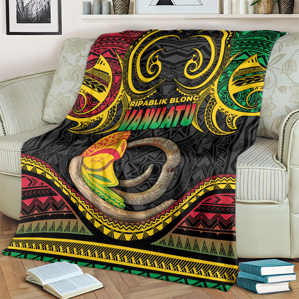 Vanuatu Language Week Blanket Boar Tusk Warrior Tribal Floral Pattern DT05 - Polynesian Pride