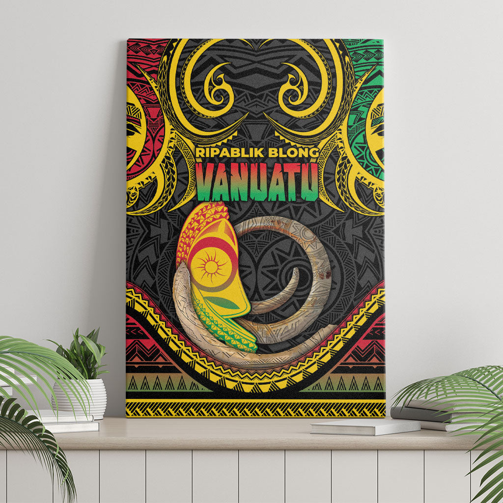 Vanuatu Language Week Canvas Wall Art Boar Tusk Warrior Tribal Floral Pattern DT05 - Polynesian Pride