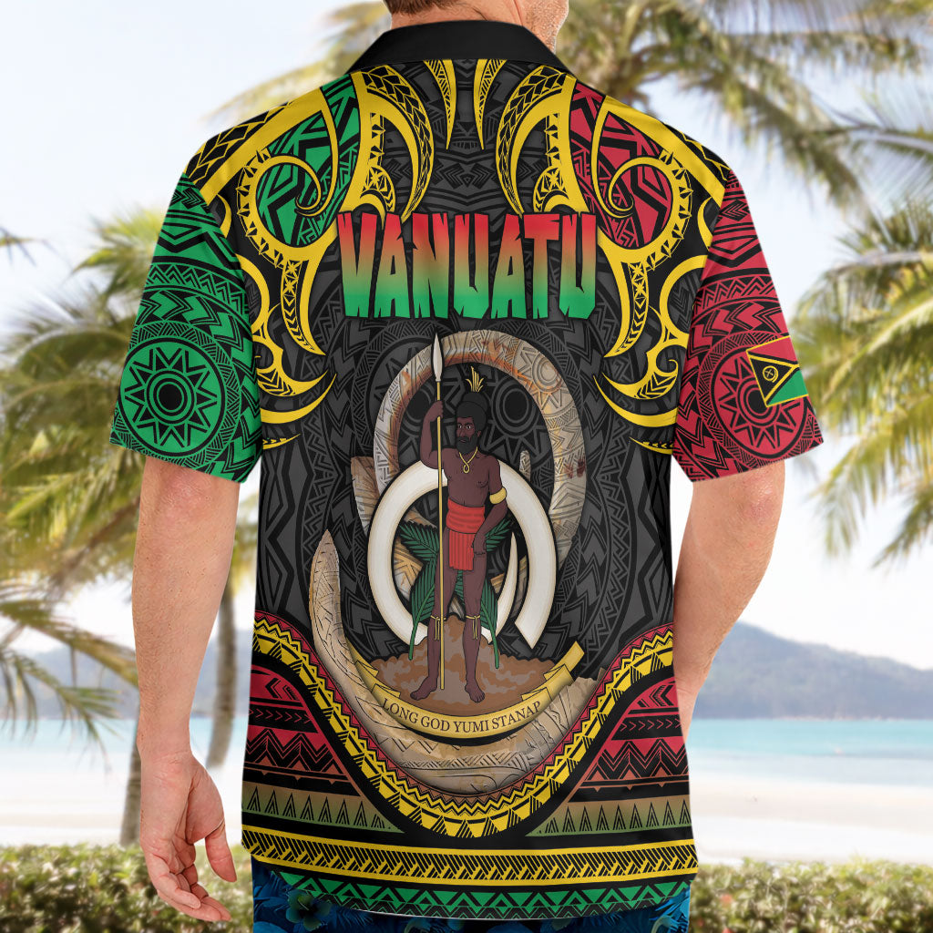 Vanuatu Language Week Hawaiian Shirt Boar Tusk Warrior Tribal Floral Pattern DT05 - Polynesian Pride